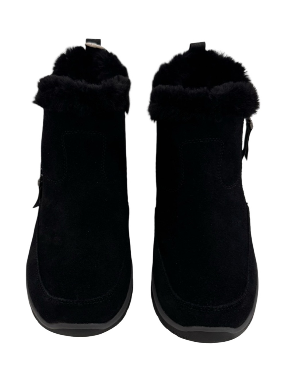 Skechers Black Suede Faux-Fur Zip Ankle Booties with Gray Sole - Picture 6 of 8